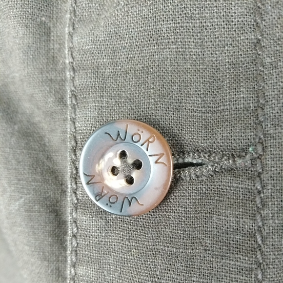 Worn Jeans Linen Blend Jacket Brown Size XS - Picture 7 of 9